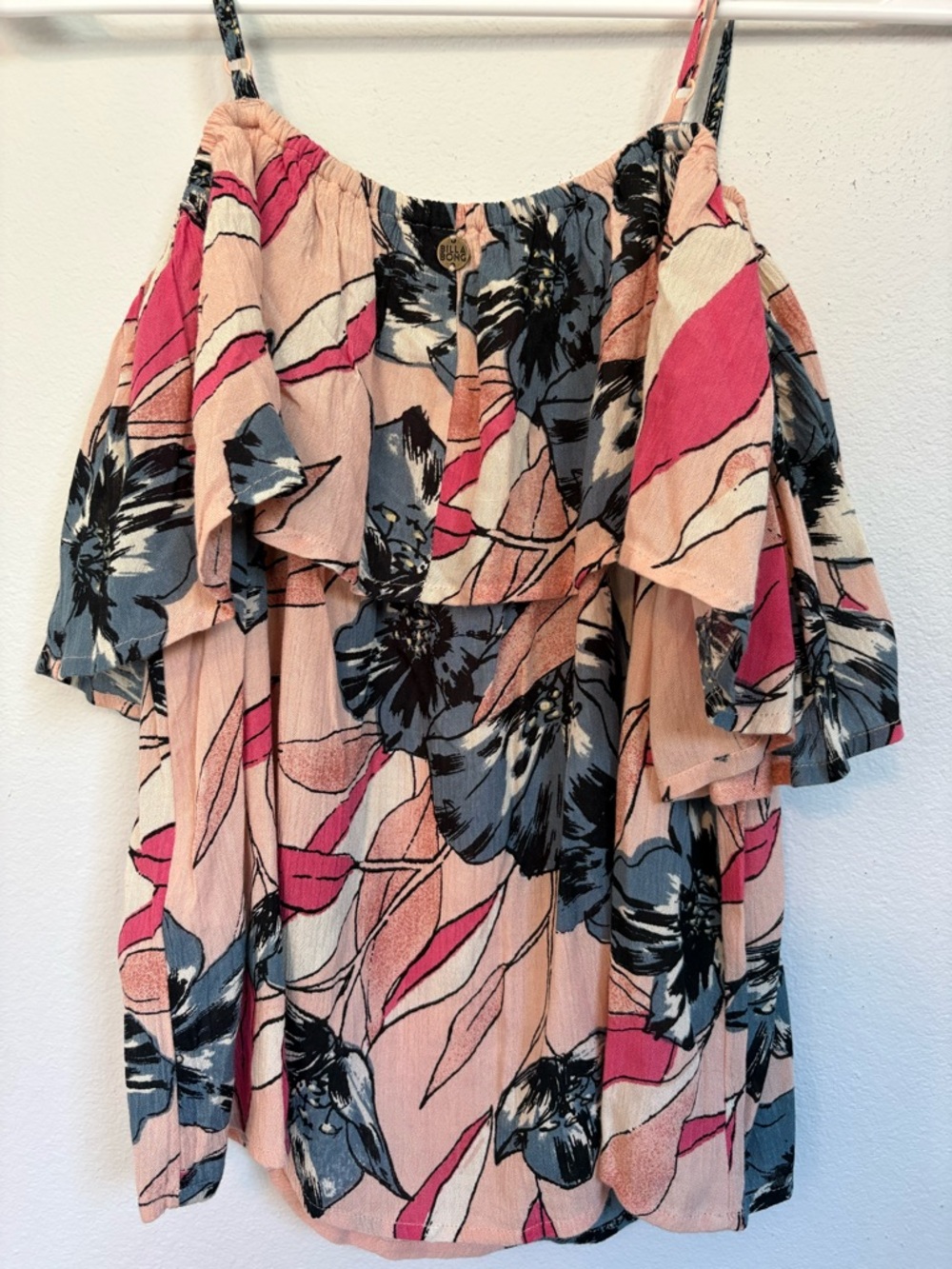 BILLABONG Floral Off-Shoulder Spaghetti adjustable Strap Top Size Small - Picture 3 of 7